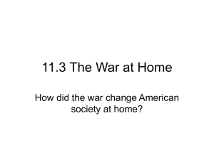 WWI Impact on US Society: The War at Home