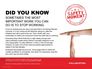 Stop Work Authority: Halliburton Safety Moment
