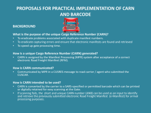 CARN and Barcode Implementation Proposal