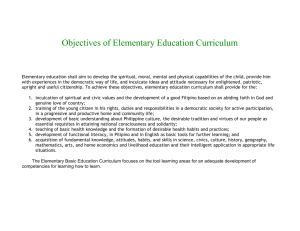 Elementary Education Curriculum Objectives in the Philippines