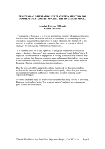 Student Orientation & Transition: Five Senses Model