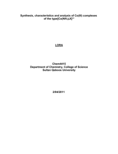 Co(III) Complex Synthesis & Analysis: [Co(NH3)5X]n+
