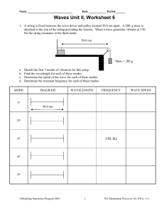 Waves Worksheet: Frequency, Wavelength, and Speed