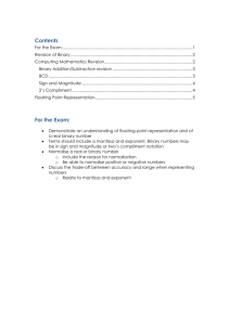 Computing Mathematics Exam Revision: Binary & Floating Point