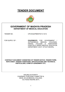 20)Online Tender No-12 Supply of Equipments