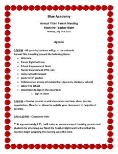 Blue Academy Title I Parent Meeting Agenda