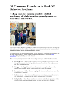 Classroom Procedures: Prevent Behavior Problems