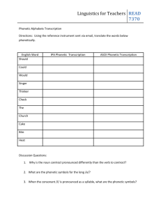 Phonetic Transcription Worksheet: IPA & ASCII