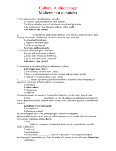 Cultural Anthropology Midterm Test Questions