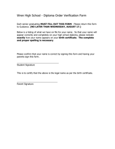 Wren High School Diploma Name Verification Form
