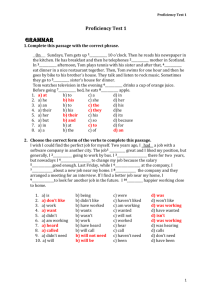 English Proficiency Test: Grammar, Reading, Listening