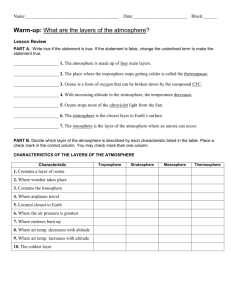 Atmosphere Layers Worksheet: Science Review