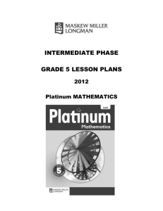 Grade 5 Math Lesson Plans - Platinum Mathematics 2012