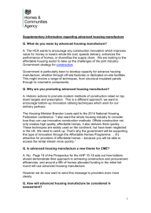 Advanced housing manufacture: supplementary information