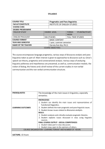 Pragmatics & Para-linguistics Syllabus - MA English Philology