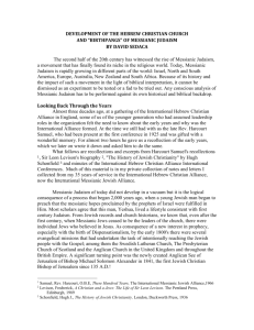 The Development of the Hebrew Christian Church and the `Birthpangs`