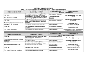 History Grade 10 Exam Content (CAPS)