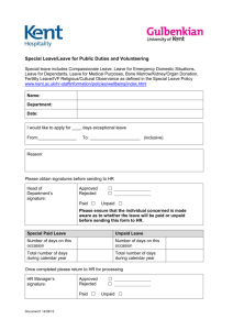 Special Leave/Leave for Public Duties and Volunteering Special