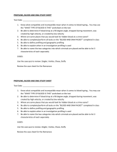 PROFILING, BLOOD AND DNA STUDY SHEET Test Date: Know