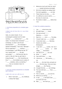 Prepositions Worksheet: English Grammar Practice