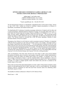 Optofluidics Abstract Instructions: Formatting & Submission