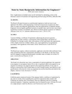 State by State Reciprocity Information for Engineers... license