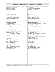 Classroom Participation Language Frames