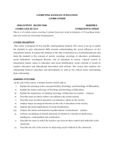 Sociology of Education Course Outline