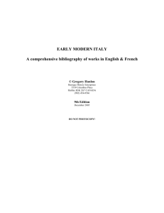 Bibliographie de l'Italie moderne : Œuvres anglaises et françaises