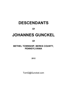 Johannes Gunckel Descendants: Genealogy Report