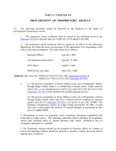 Railways Proprietary Article Procurement Procedures
