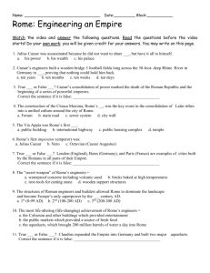 Rome: Engineering an Empire Worksheet - High School History