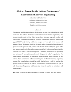 Abstract Format Guide: Electrical Engineering Conference