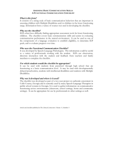 Functional Communication Checklist for SLPs