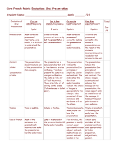 Core French Oral Presentation Rubric