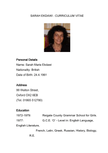 Sarah Ekdawi - Curriculum Vitae