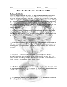 Monty Python & the Holy Grail: Chivalry Satire Worksheet