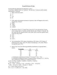 Finance Exam Review: Stock Valuation & Portfolio Management