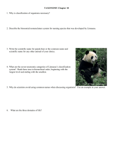 Biomes and Taxonomy Study List
