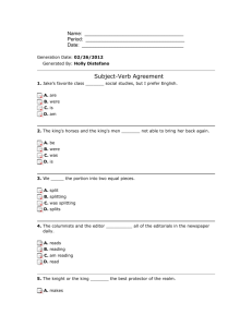 Subject-Verb Agreement Worksheet: Grammar Practice