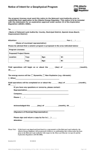 Notice of Intent for a Geophysical Program