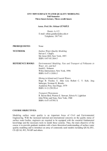 Surface Water Quality Modeling Course Syllabus