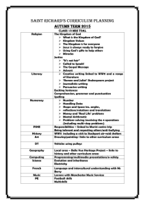 Autumn Term Planning