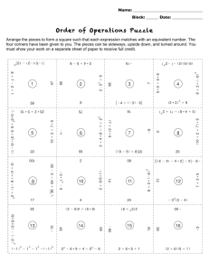 Order of Operations Puzzle Worksheet