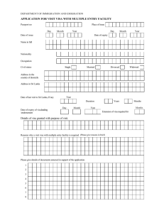 APPLICATION FOR VISIT VISA WITH MULTIPLE ENTRY FACILITY