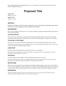 Virtual World Assessment: Case Outline Proposal