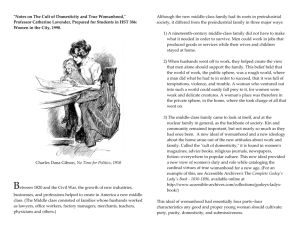 Cult of Domesticity: Women in 19th Century America