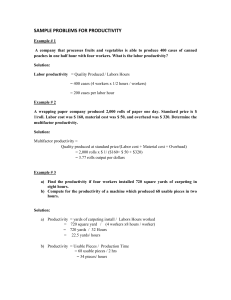 Productivity Problems & Solutions: Operations Management