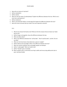 Nutrition Study Guide: Nutrients, Metabolism, and Food Choices