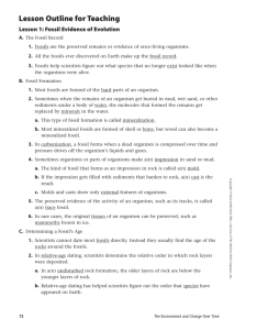 Fossil Evidence of Evolution: Lesson Outline